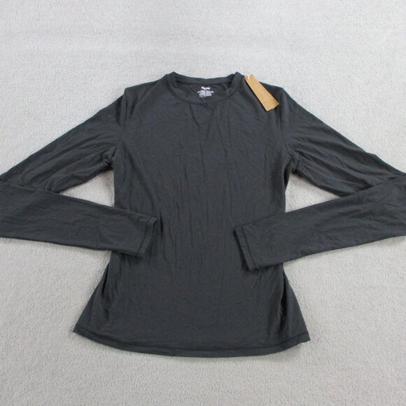SKIMS Fits Everybody Long Sleeve T Shirt Womens Small Onyx Black Nylon NWT NEW - Picture 2 of 9